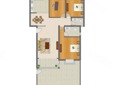 3室2厅 136.42平米户型图