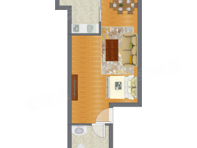 1室0厅 42.74平米户型图