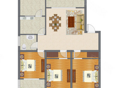 2室2厅 144.50平米户型图
