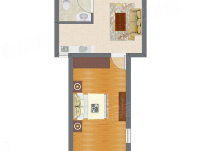 1室1厅 49.20平米户型图