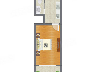 1室0厅 34.43平米户型图