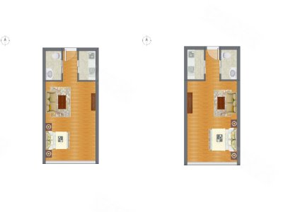1室1厅 54.00平米
