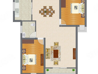 2室2厅 75.33平米户型图