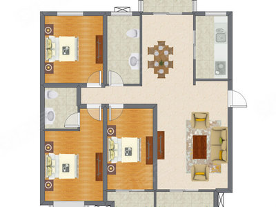 3室2厅 155.40平米