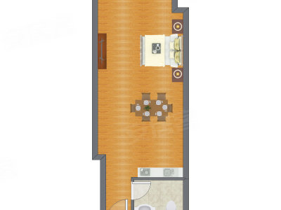 1室0厅 35.63平米户型图