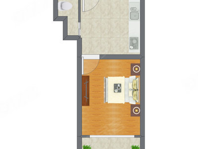 1室0厅 42.00平米户型图
