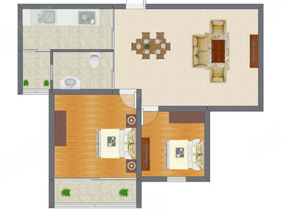 2室2厅 75.05平米