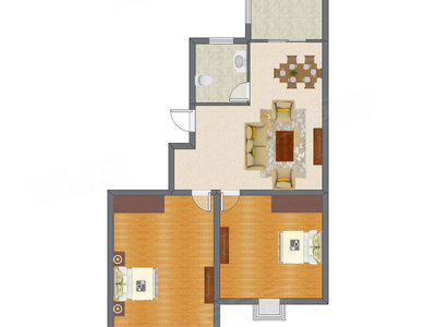 2室1厅 97.98平米户型图