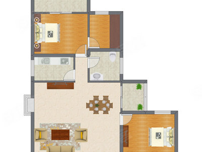2室1厅 115.00平米户型图