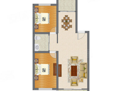 2室2厅 97.58平米户型图