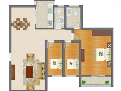 3室2厅 97.12平米