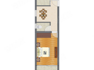 1室1厅 54.90平米户型图