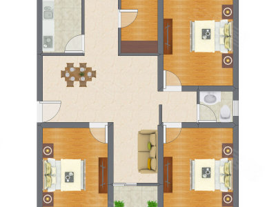 3室2厅 72.53平米