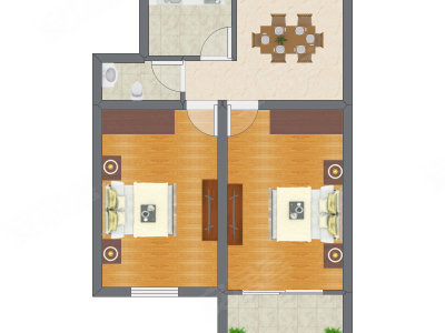 2室1厅 45.83平米