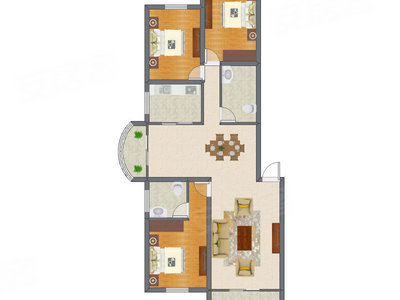3室1厅 98.47平米