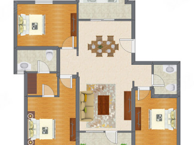 3室2厅 125.48平米户型图