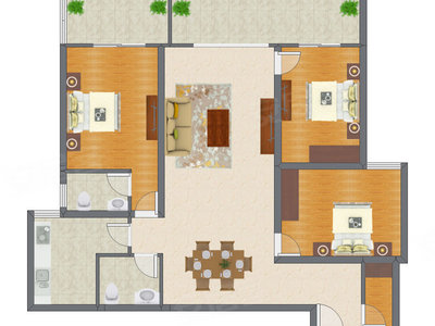 3室2厅 146.77平米户型图