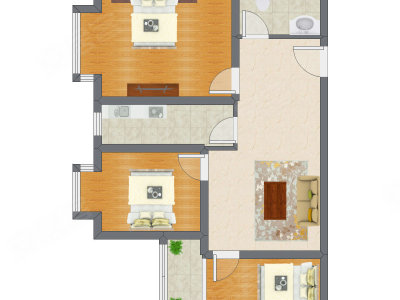 3室1厅 92.64平米