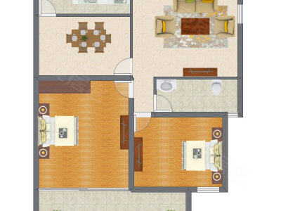 2室2厅 85.16平米户型图