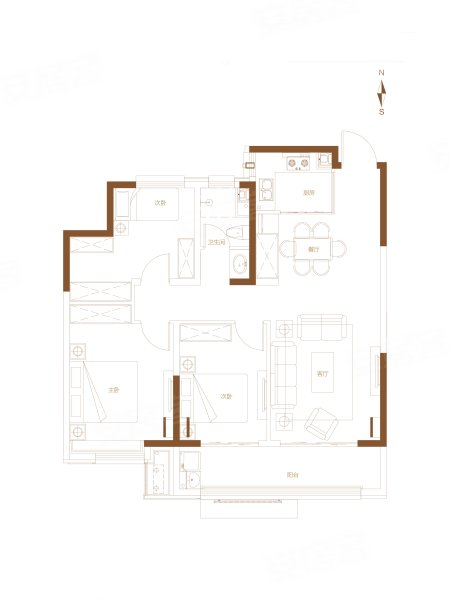 蓝石缘溪堂3室2厅1卫112㎡南246万