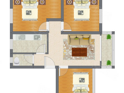 3室1厅 79.65平米户型图