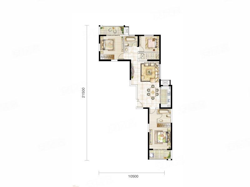 兴庆御苑3室2厅2卫138.99㎡南北244万