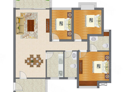 3室2厅 97.75平米户型图