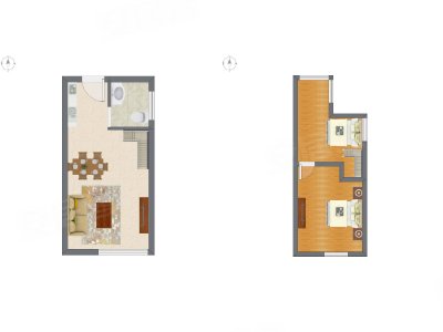 2室1厅 55.60平米