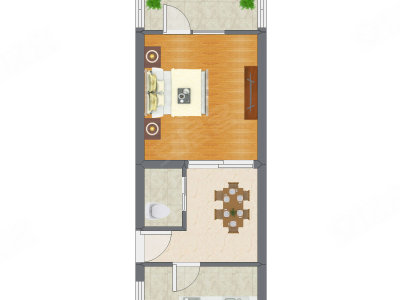 1室1厅 35.83平米户型图
