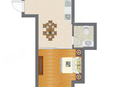 1室0厅 42.76平米户型图