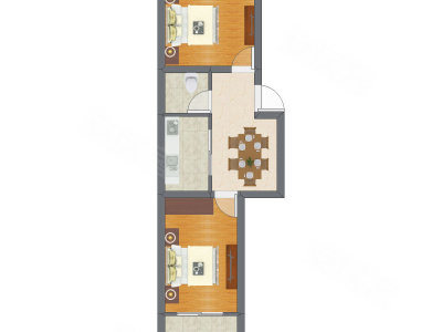 2室1厅 36.83平米