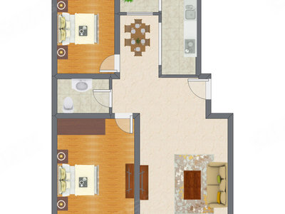 2室2厅 104.75平米