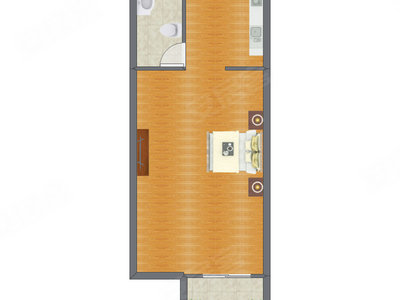 1室0厅 57.66平米户型图