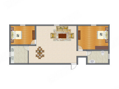 2室2厅 95.46平米户型图