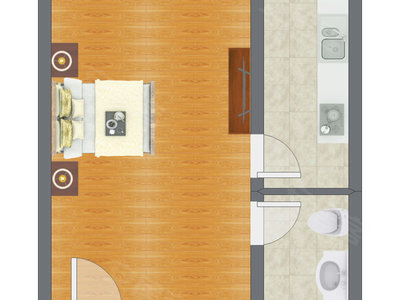 1室0厅 24.66平米户型图