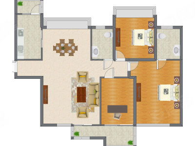3室2厅 144.12平米户型图