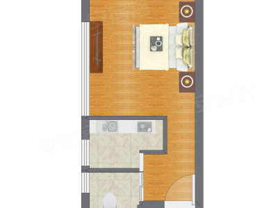 1室0厅 38.22平米户型图