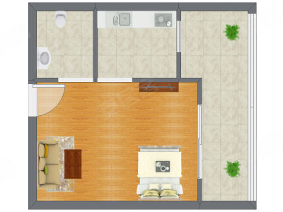 1室0厅 31.65平米户型图
