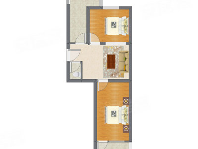2室1厅 56.70平米户型图