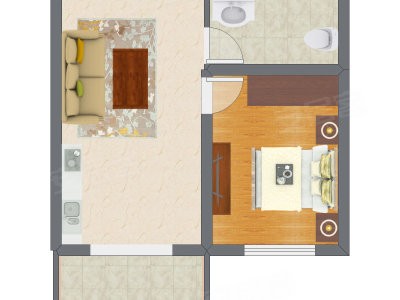 1室1厅 41.07平米户型图