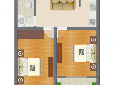 2室1厅 64.89平米