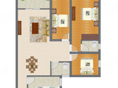 3室2厅 93.00平米户型图