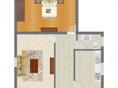 1室2厅 81.52平米户型图