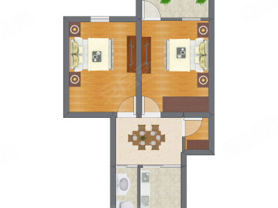 2室1厅 50.12平米