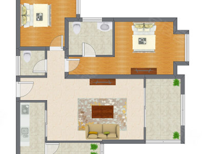 2室1厅 89.75平米户型图