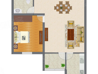 1室1厅 61.32平米户型图