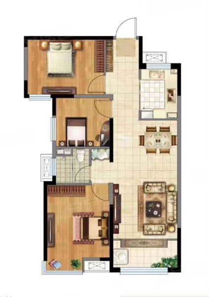 诺德名城(新房)3室2厅1卫107㎡南北96万