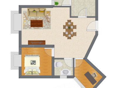 2室2厅 69.89平米户型图