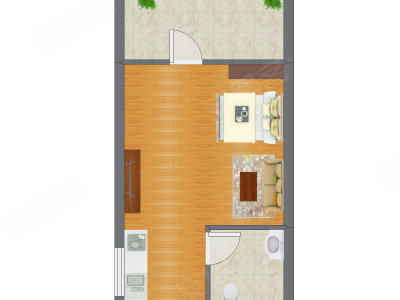1室1厅 36.10平米户型图