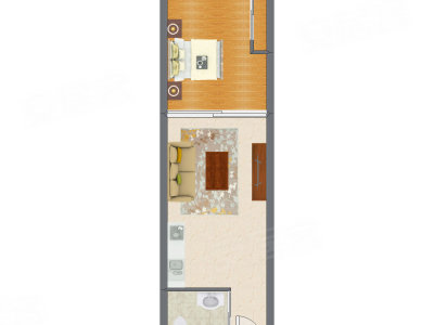 1室1厅 39.54平米户型图
